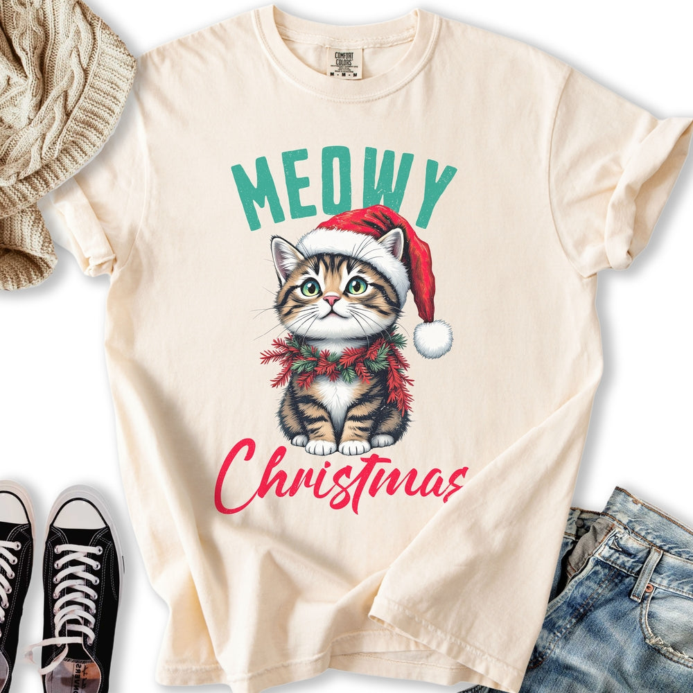 Meowy Christmas Kitten Relaxed Tee