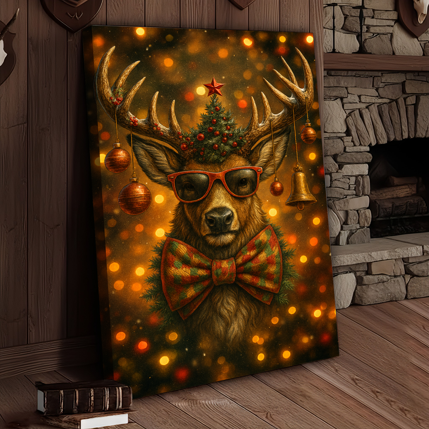Deer Christmas Glow 3D Wrapped Canvas Wall Art