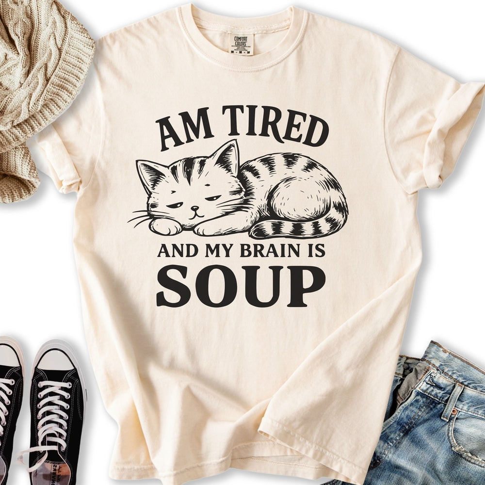 Brain Is Soup Cat Relaxed Tee