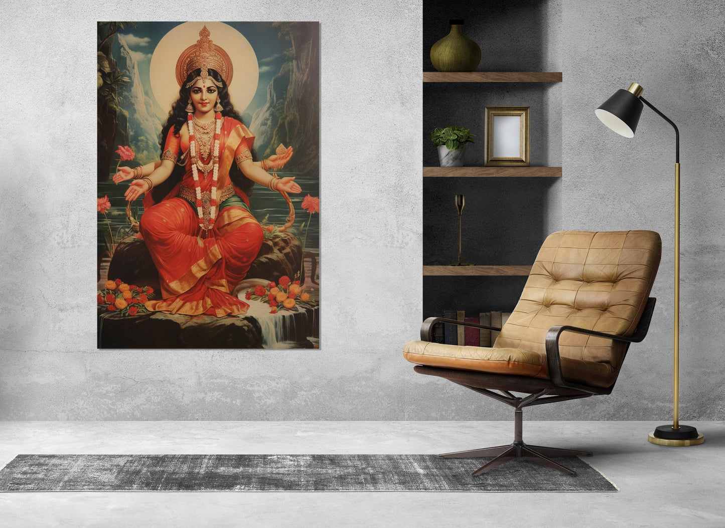 Goddess Mata Matangi Canvas – Indian Hindu Wall Art | Framed Ready to Hang