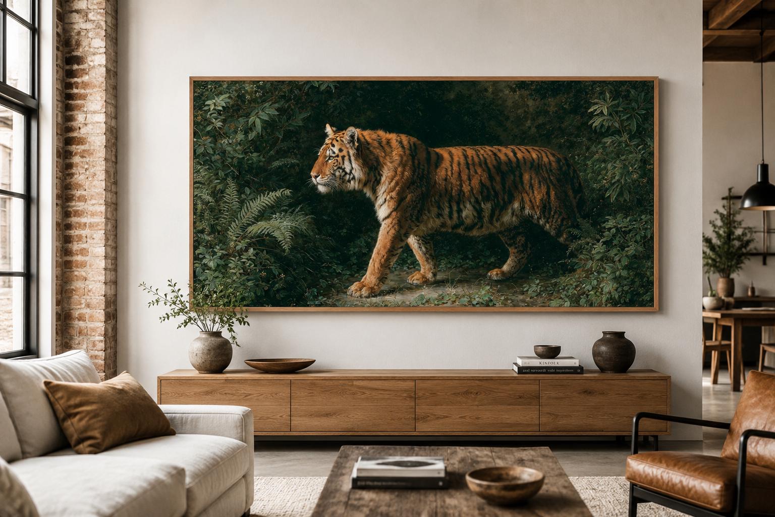 Bengal Tiger Canvas Print – Realistic Wildlife Wall Art for Living Room Decor