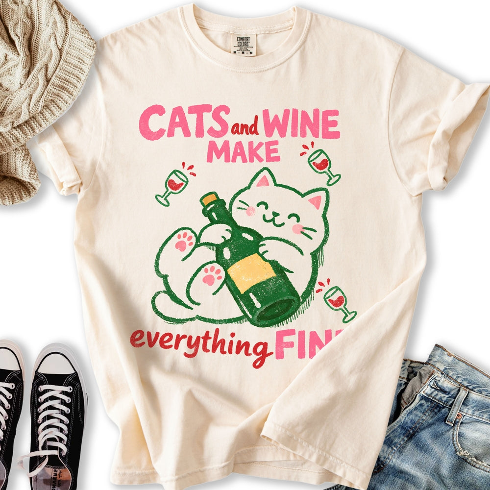 Cats and Wine Relaxed Tee