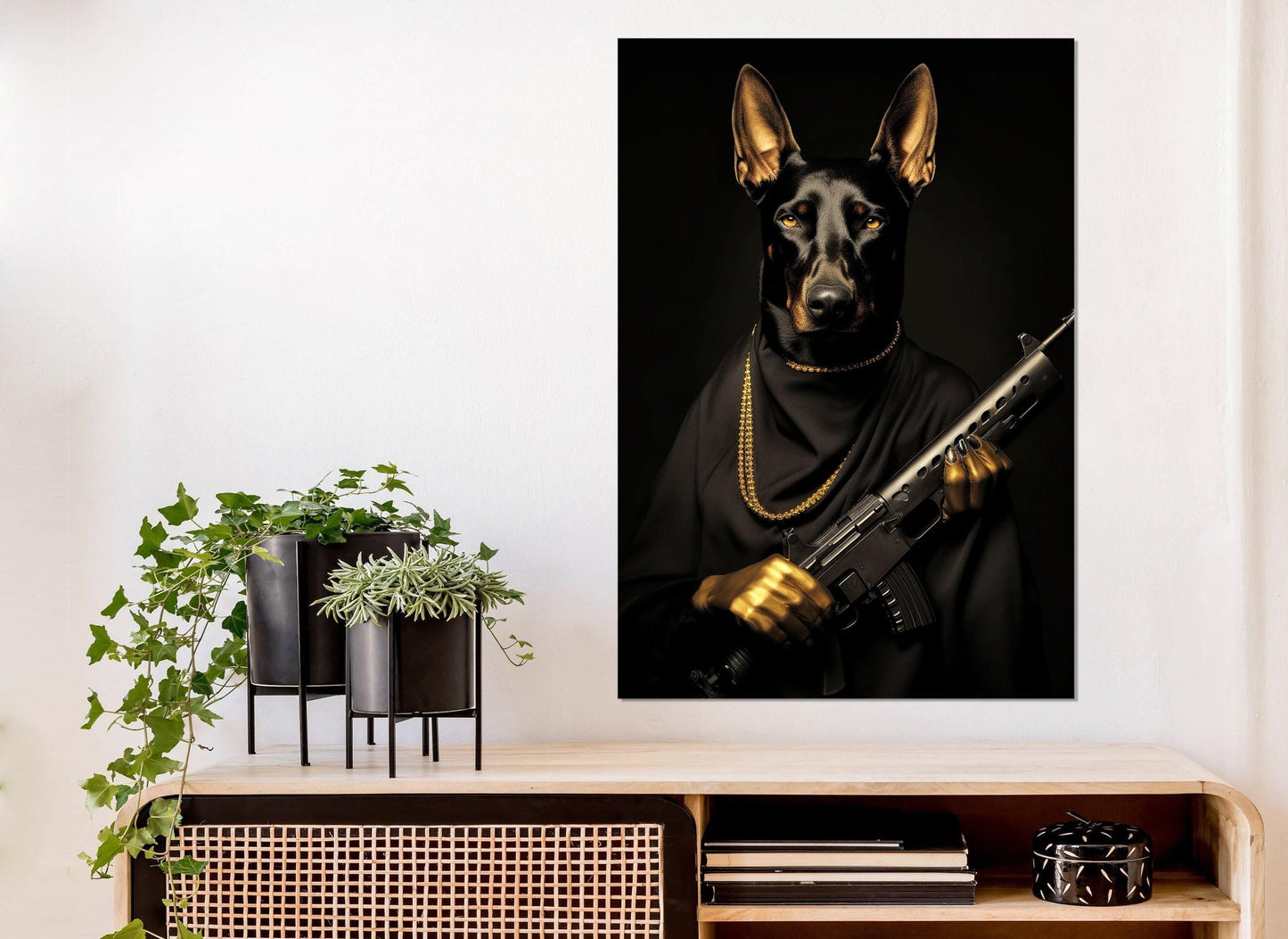 Doberman Canvas Print - Abstract Dog Art | Framed Cotton Canvas, Ready to Hang