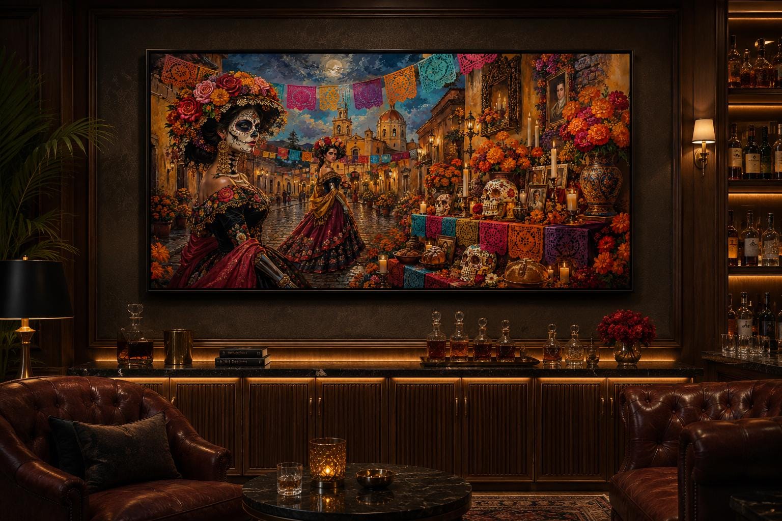 Day of the Dead Painting - Catrina Wall Art Canvas Print | Vibrant Mexican Folk Decor