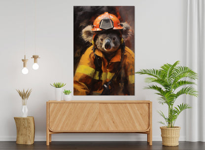 Firefighter Canvas Print – Abstract Koala Art | Unique Firefighter Gift, Ready to Hang