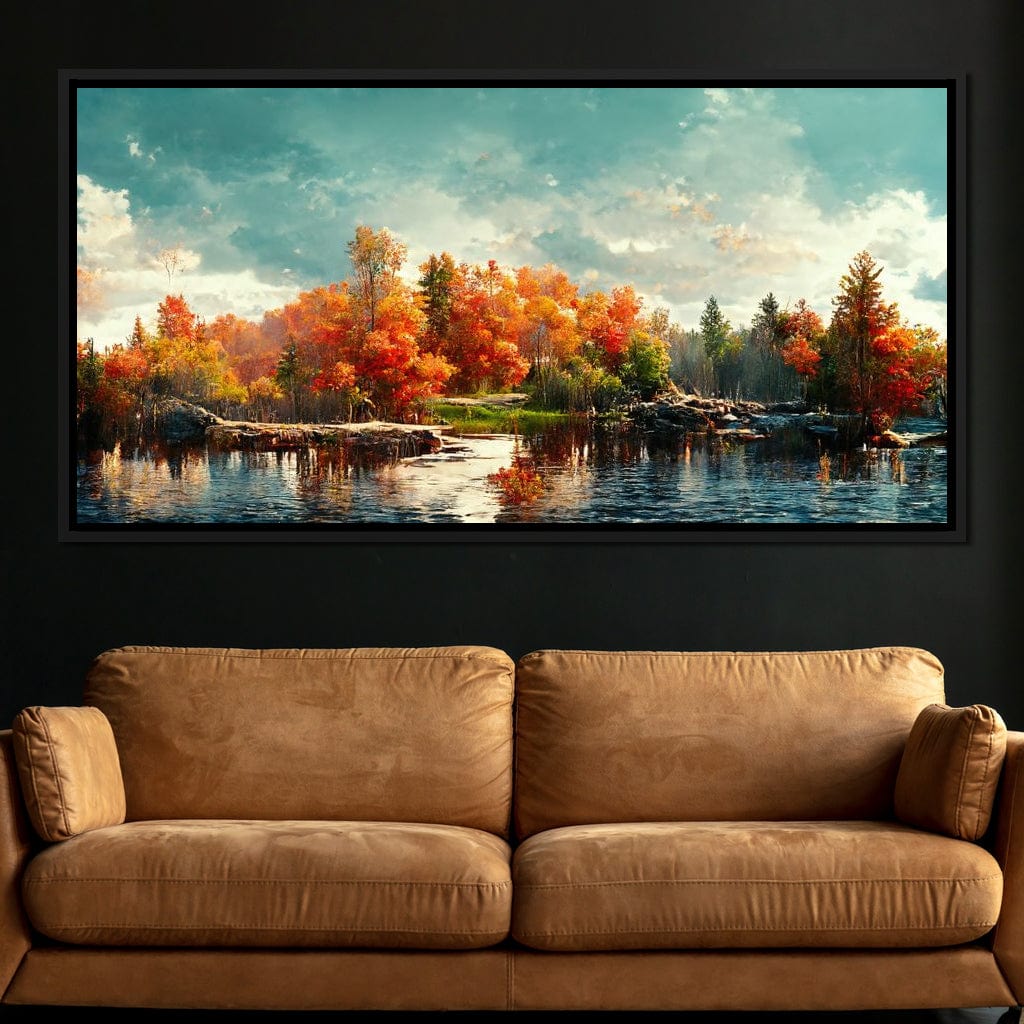 Lakefall Landscape Canvas Wall Art