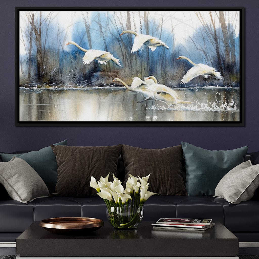 White Swans Canvas Wall Art