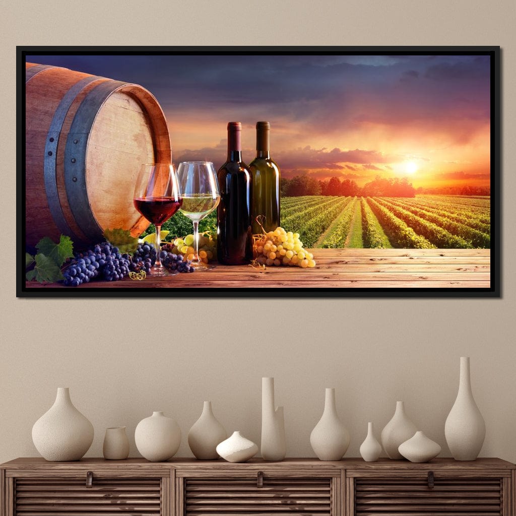 Wine Valley Sunset Canvas Wall Art