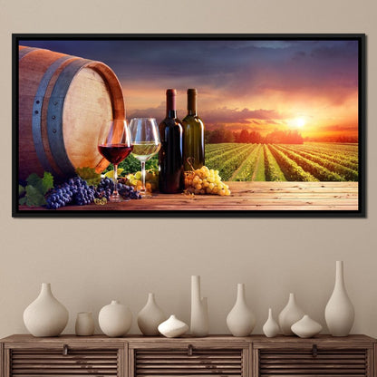 Wine Valley Sunset Canvas Wall Art