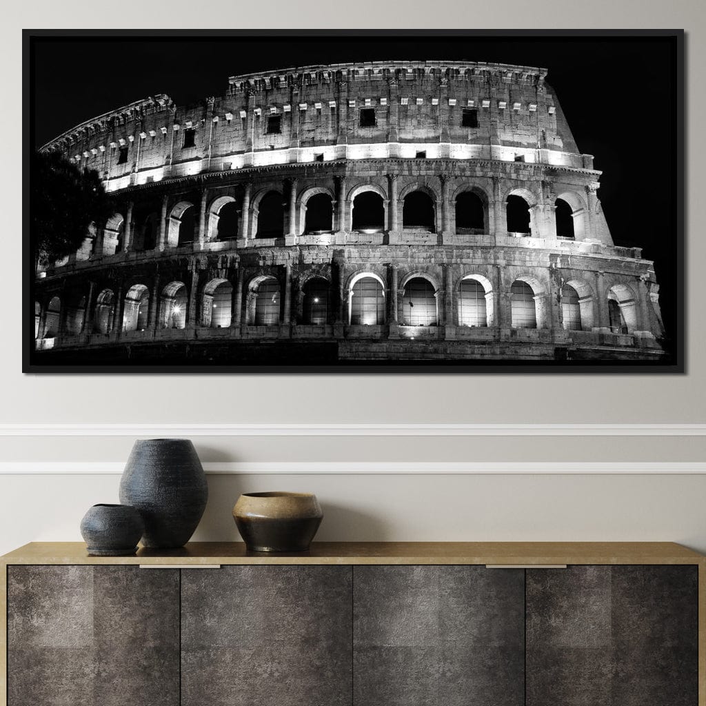 Colosseum at Night Time Canvas Wall Art