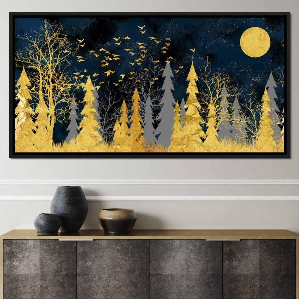 Golden Moonlight Canvas Wall Art