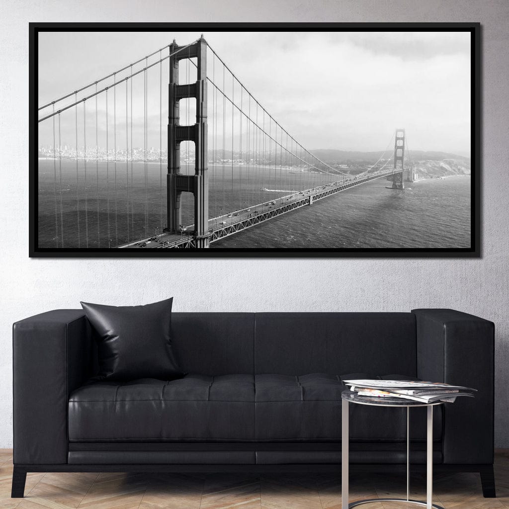 Golden Gate Bridge in Black & White Canvas Wall Art