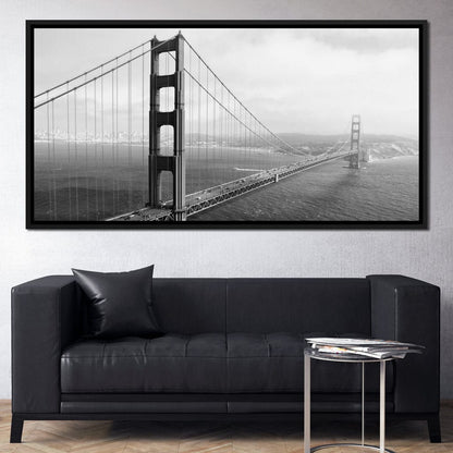 Golden Gate Bridge in Black & White Canvas Wall Art