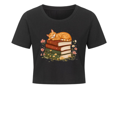 Schlafende Katze Cropped Tee Damen