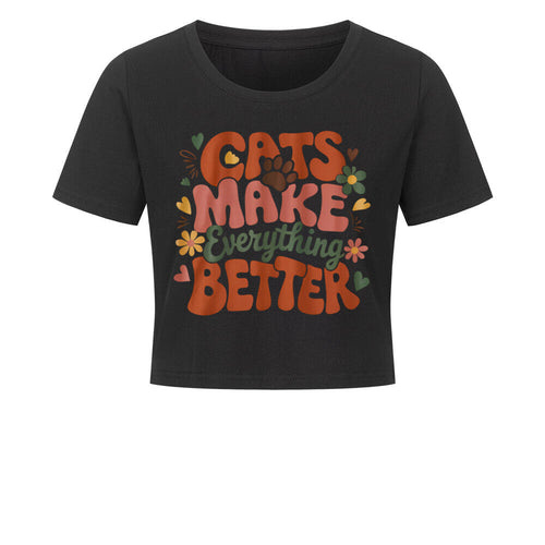 Cats make everything better Ladies Cropped Tee