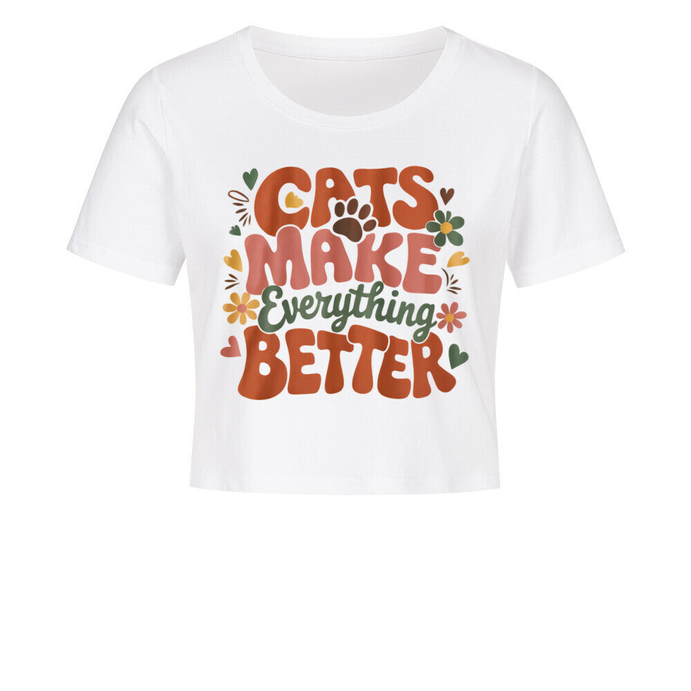Cats make everything better Ladies Cropped Tee