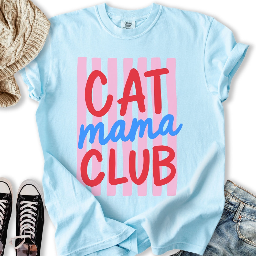 Stripe Cat Mama Club Relaxed Tee