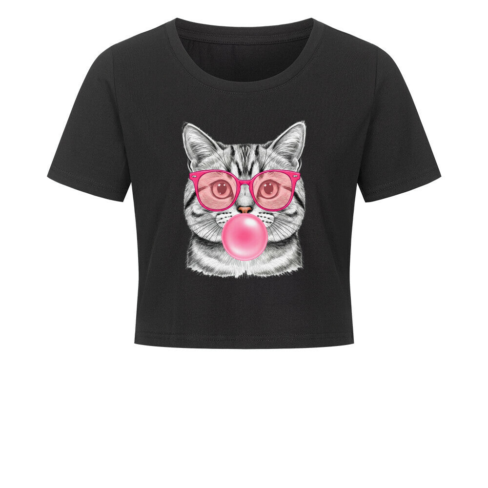 Katze mit Kaugummi Ladies Cropped Tee