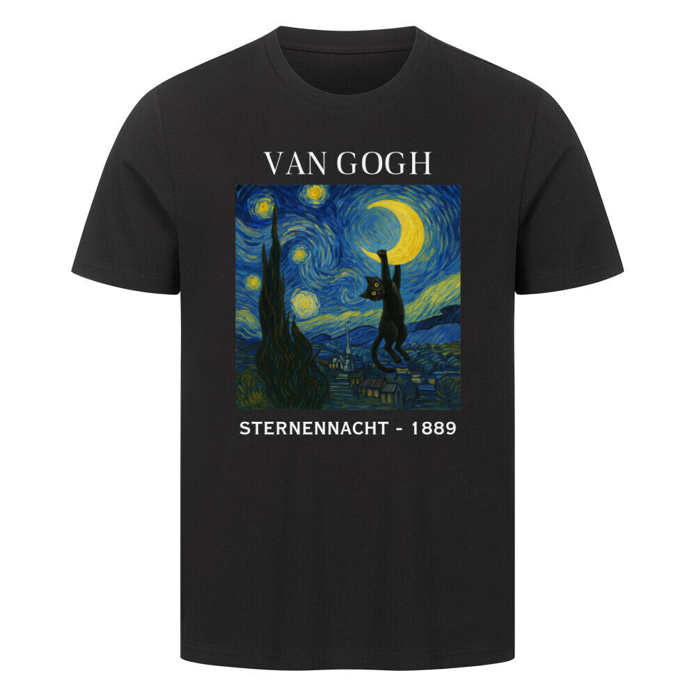 Van Gogh - Sternennacht mit Katze T-Shirt