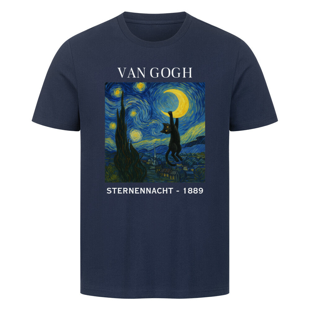Van Gogh - Sternennacht mit Katze T-Shirt