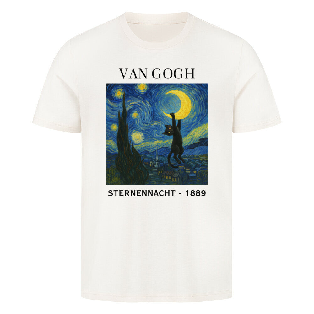 Van Gogh - Sternennacht mit Katze T-Shirt