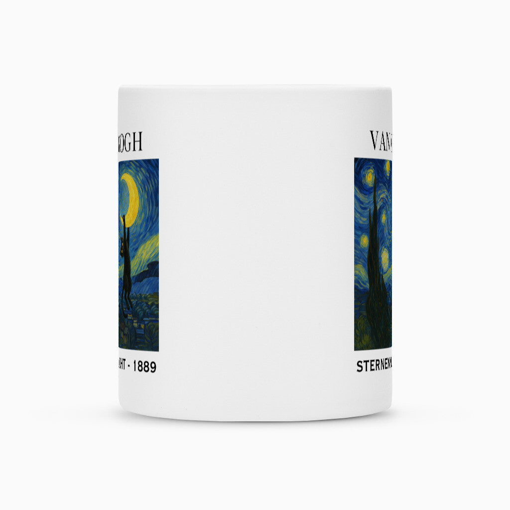 Van Gogh - Sternennacht mit Katze Tasse