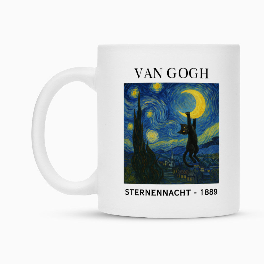 Van Gogh - Sternennacht mit Katze Tasse