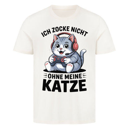 Zocke nicht ohne meine Katze-Pemium T-Shirt