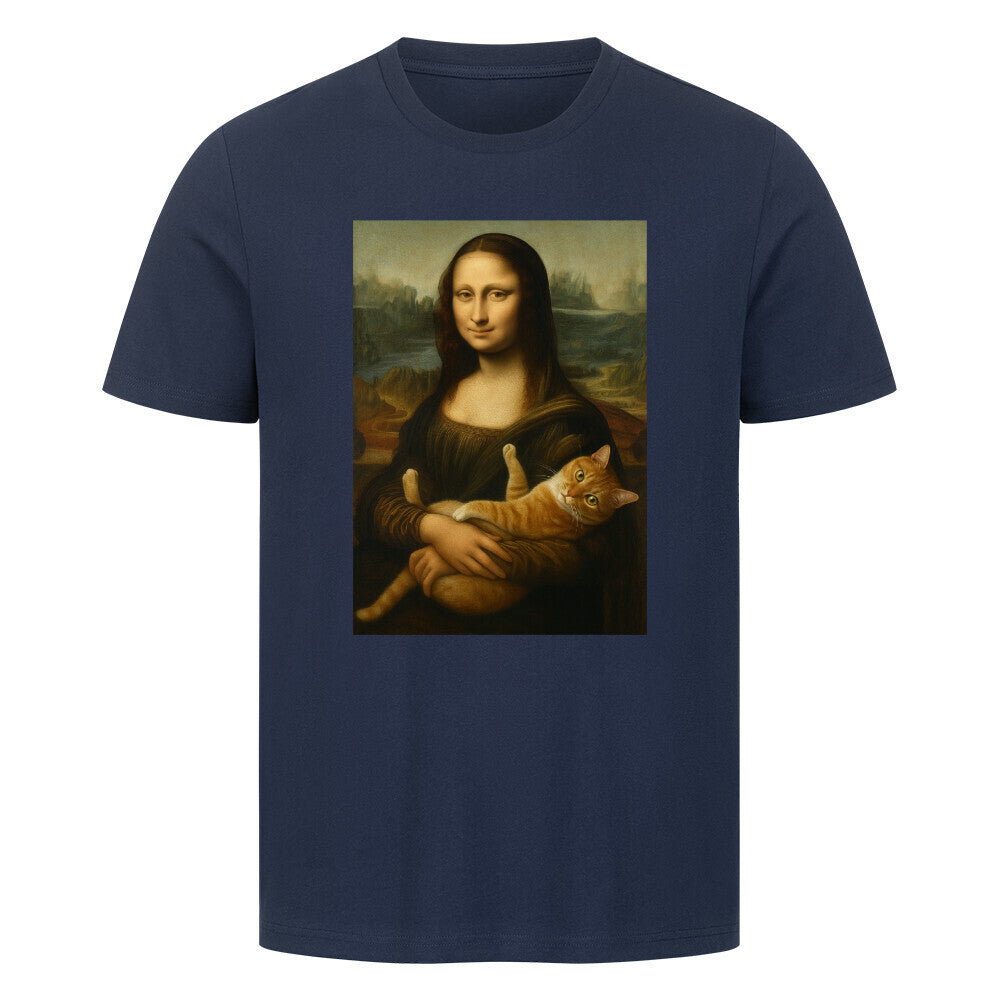 Mona Lisa mit Katze Unisex Shirt