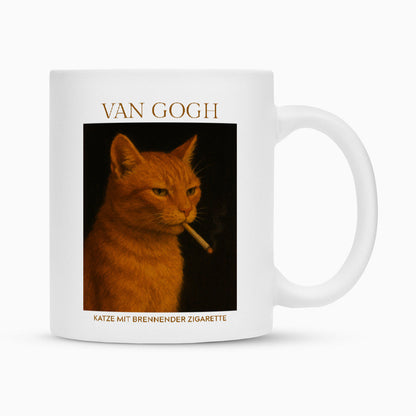 Katze mit brennender Zigarette Tasse