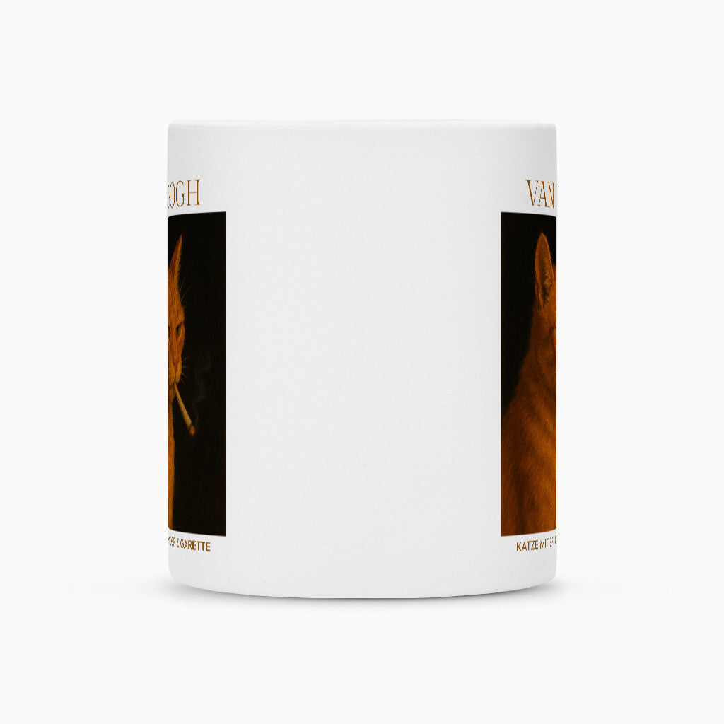Katze mit brennender Zigarette Tasse