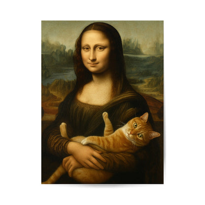 Mona Lisa mit Katze Poster 3:4 - Ungerahmt