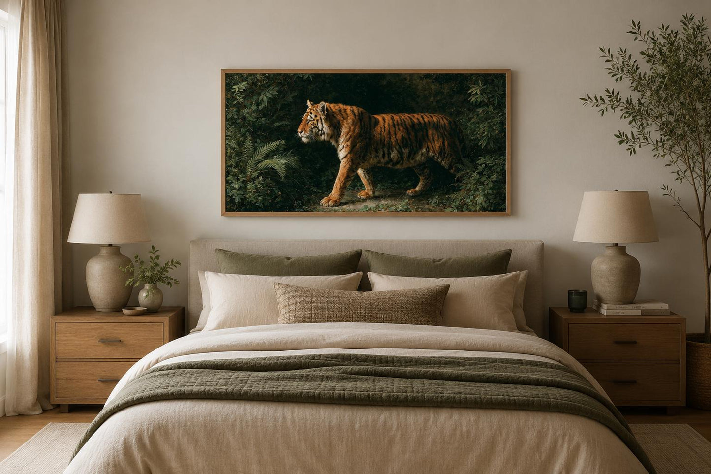 Bengal Tiger Canvas Print – Realistic Wildlife Wall Art for Living Room Decor