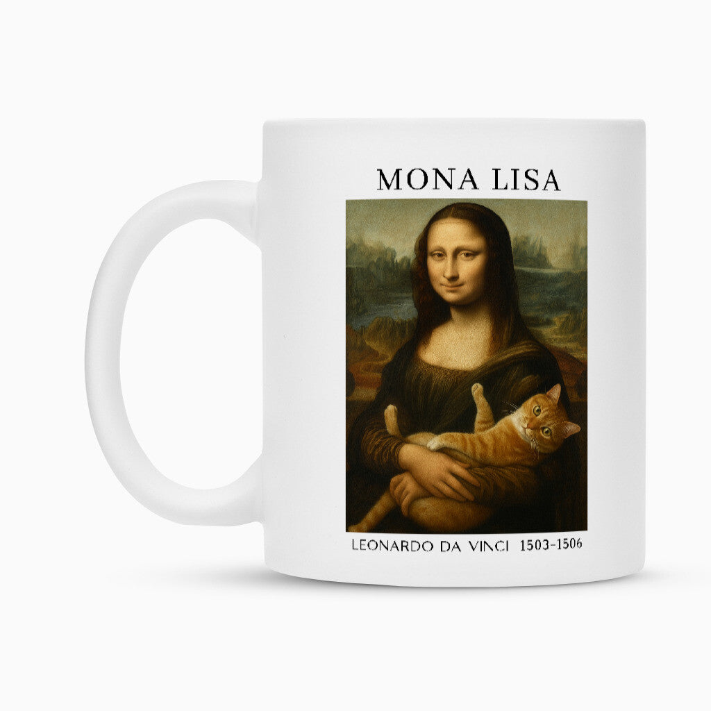 Mona Lisa mit Katze Tasse