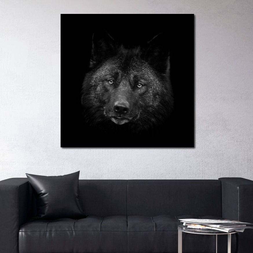 Black and White Wolf Canvas Wall Art