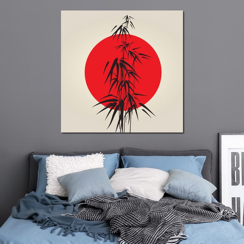 Red and Black Bamboo Canvas Wall Art