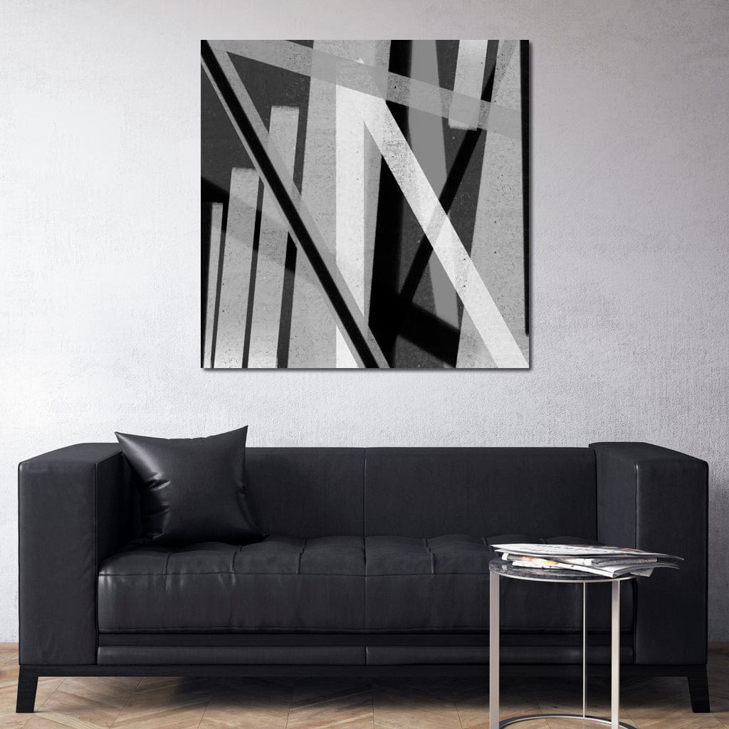 Black & White Lines v2 Canvas Wall Art