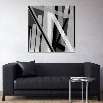 Black & White Lines v2 Canvas Wall Art