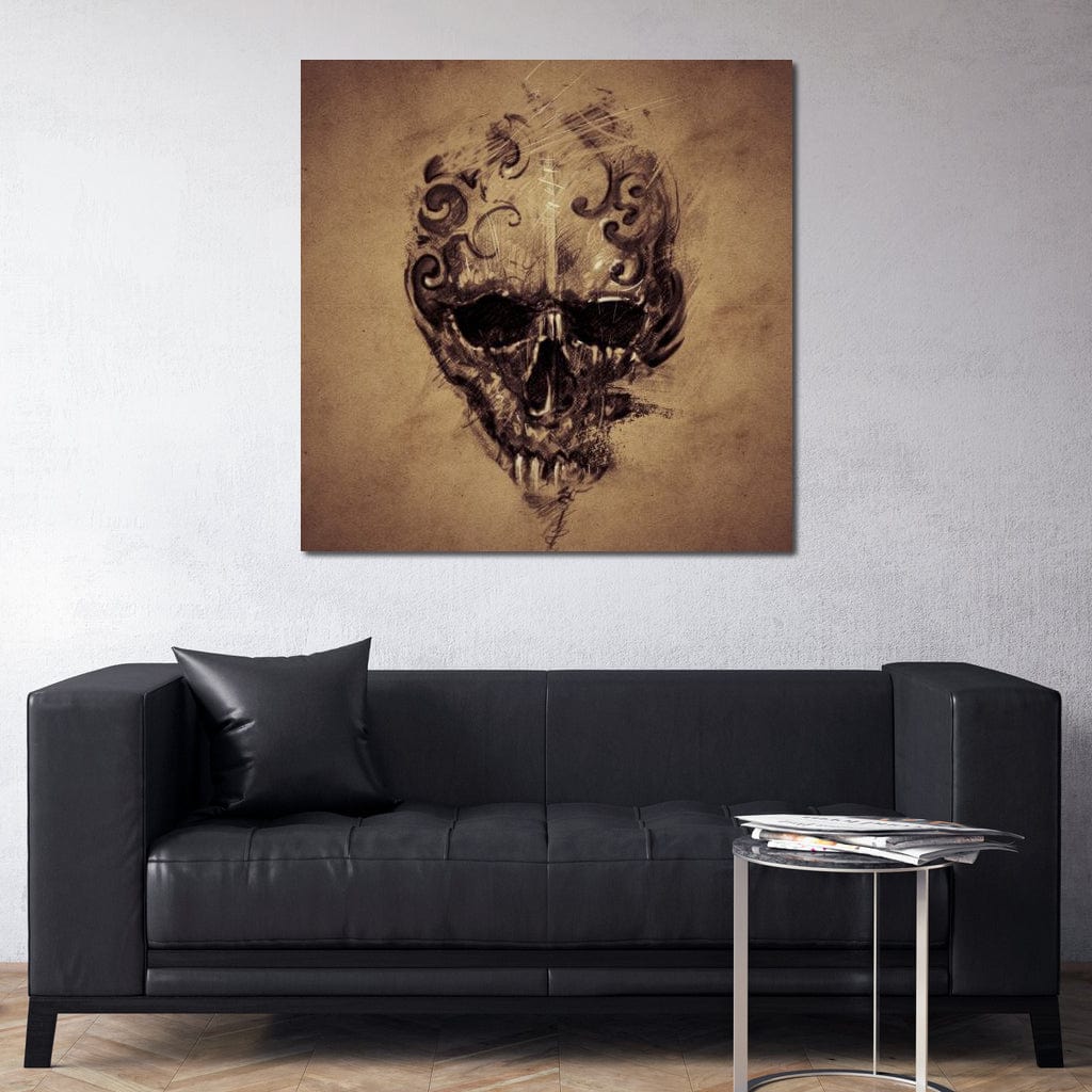 Skull Sketch Canvas Wall Art