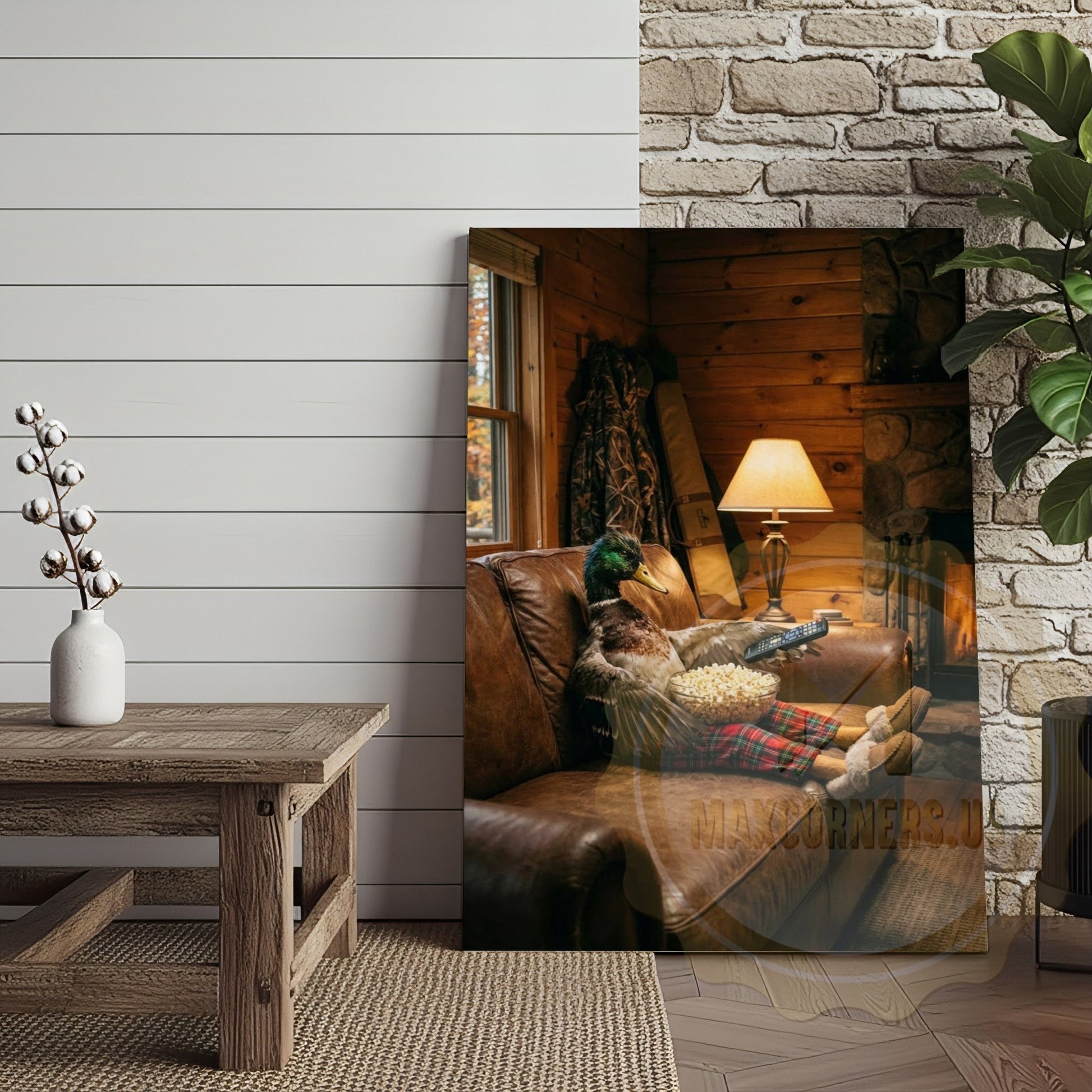 Duck Canvas Cozy Cabin Living Room Popcorn Canvas Wall Art
