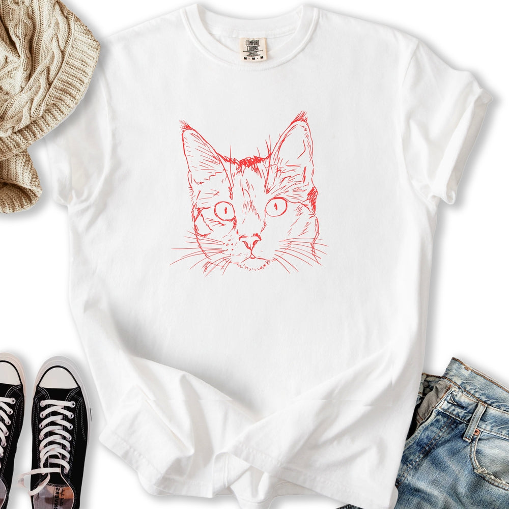 Vintage Cat Sketch Relaxed Tee