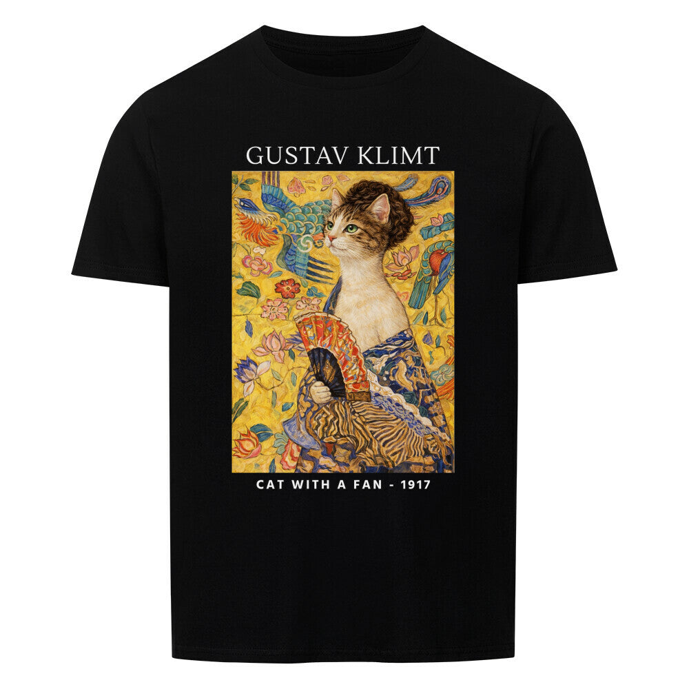 Cat With A Fan Basic Shirt Unisex