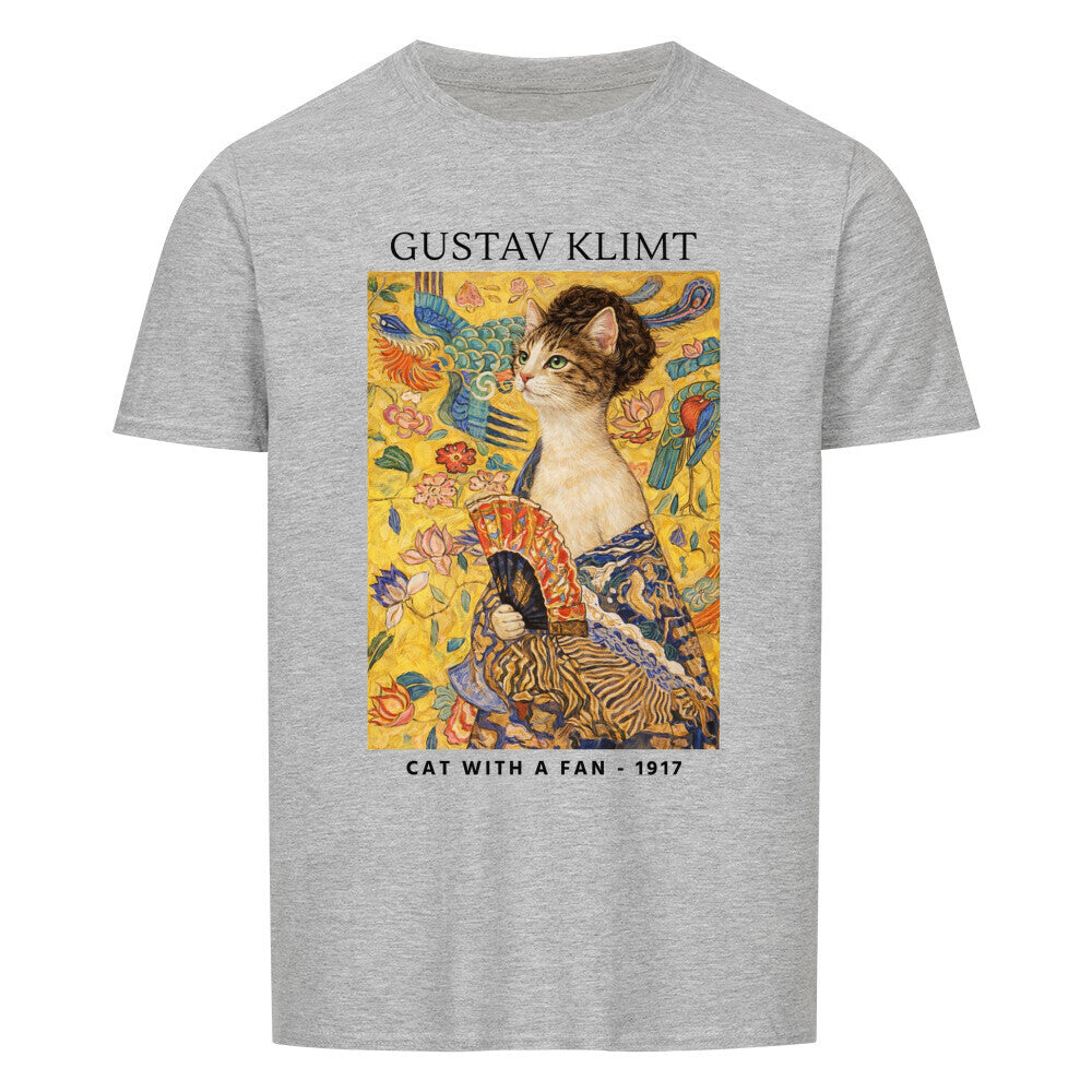 Cat With A Fan Basic Shirt Unisex