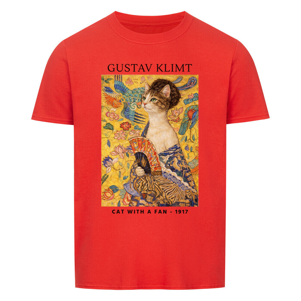 Cat With A Fan Basic Shirt Unisex