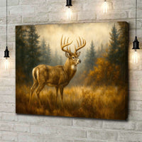 Rustic Deer Canvas Wall Art – Majestic Wildlife Forest Scene – Perfect Cabin and Lodge Decor
