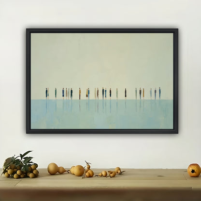 The Minimalist Coastal Horizon – Calm Modern Wall Art on Natural Wood Canvas