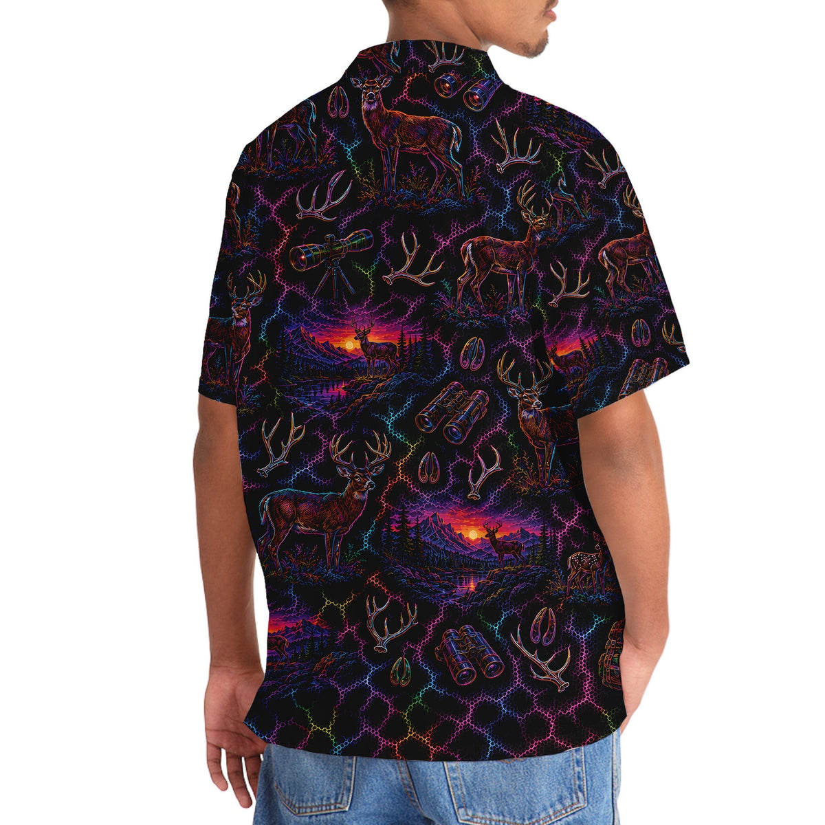 Midnight Deer Neon Hawaiian Shirt