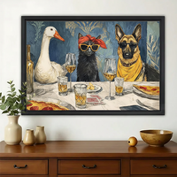 Last Supper Party Animals – Retro Humorous Wall Art on Natural Wood Canvas