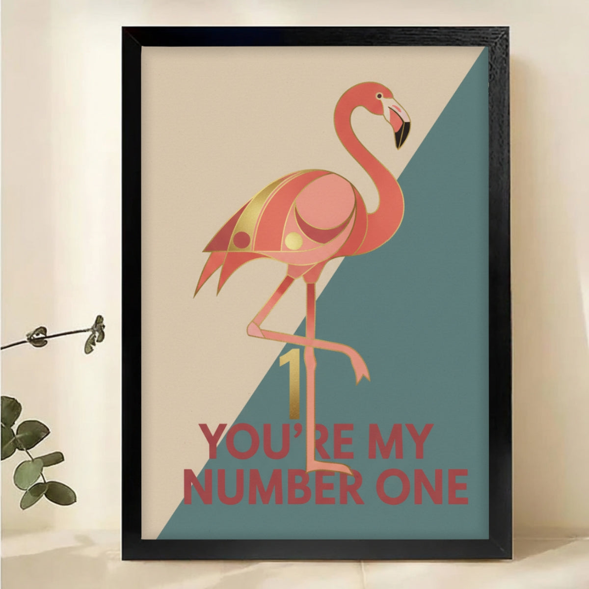 You're My Flamingo Art Print - Geometric Wall Decor Canvas Wall Art