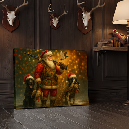 Santa Hunting Scene 3D Wrapped Canvas Wall Art